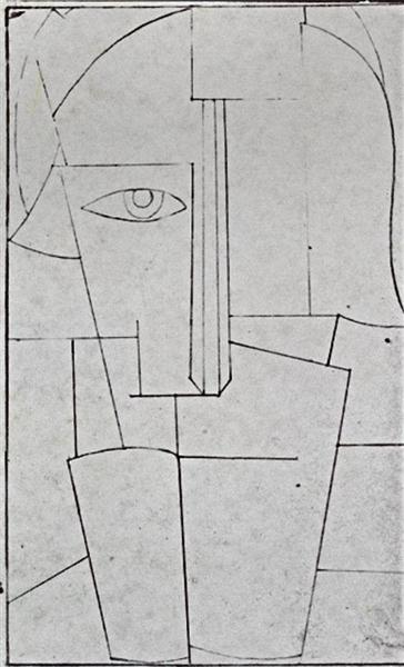 Sketch for a Portrait of Ivan Klyun - Kasimir Sewerinowitsch Malewitsch