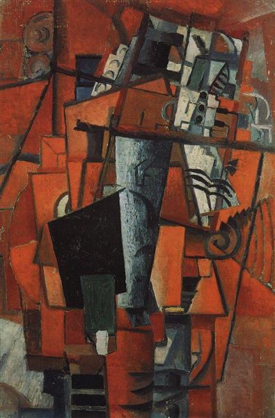 The lady at the piano, 1913 - Kazimir Malevich