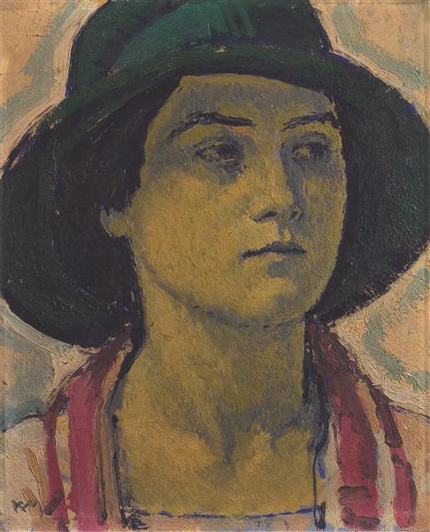 Young woman with hat, c.1913 - Коломан Мозер