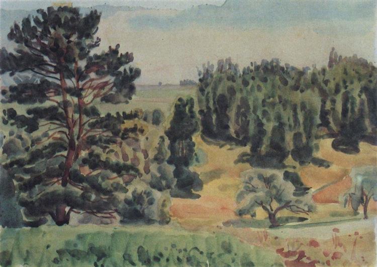 View of the Tarusa surroundings, c.1935 - Konstantin Bogaevsky