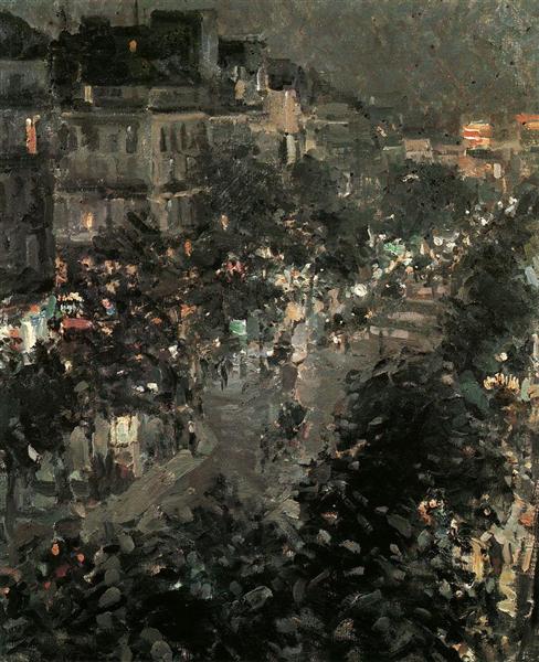 Paris at Night. Boulevard des Italiens, 1908 - Konstantin Alexejewitsch Korowin