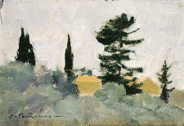 Landscape with Cypress Trees, c.1914 - c.1920 - Konstantinos Parthenis