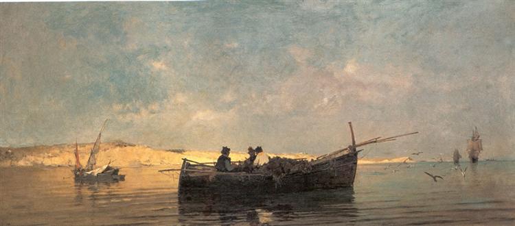 Fishing boat at dusk - Konstantinos Volanakis