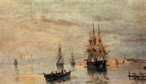 Sailing ships at dawn - Constantinos Volanakis