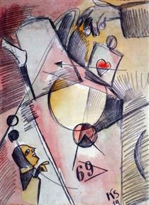 N Watercolor 1. (The Heart Goes from Sugar to Coffee) - Kurt Schwitters