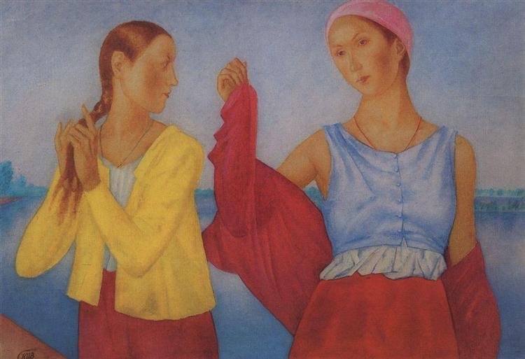 Two Girls, 1915 - Kouzma Petrov-Vodkine