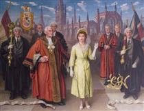 Princess Elizabeth Opening the New Broadgate, Coventry - Laura Knight