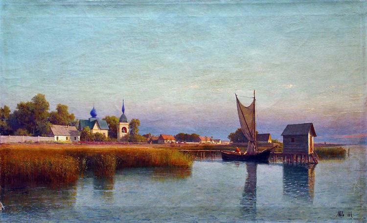 View of the town from the riverside, 1887 - Лев Лагоріо