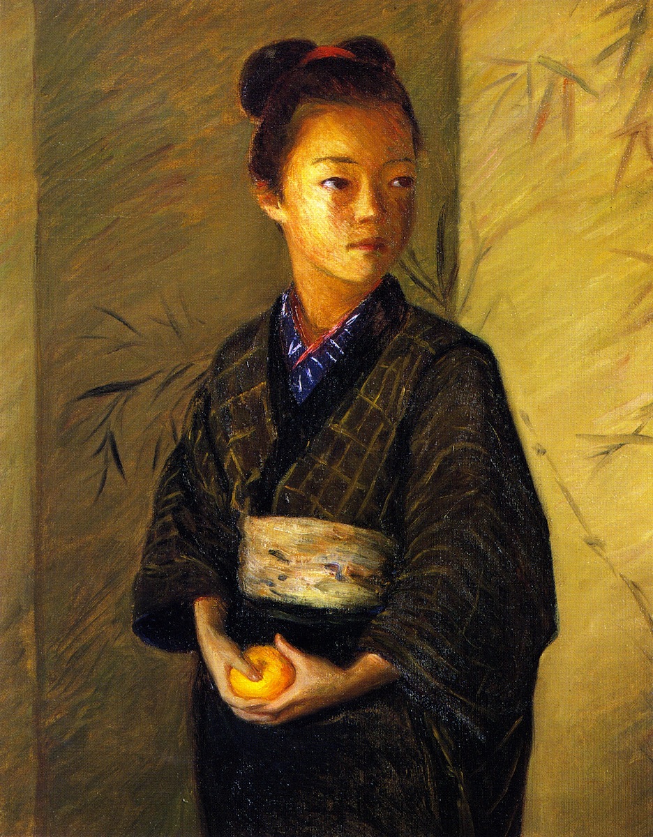 Lilla Cabot Perry artworks japanese girl young girl with an orange
