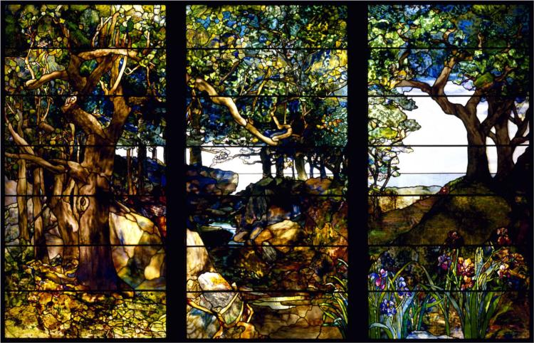 A Wooded Landscape in Three Panels, 1905 - Louis Comfort Tiffany