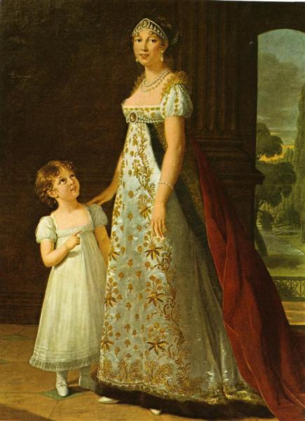 Portrait of Caroline Murat with her daughter, Letizia, 1807 - 伊莉莎白·維傑·勒布倫