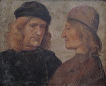 Self-portrait of Luca Signorelli (left) - 盧卡·西諾萊利