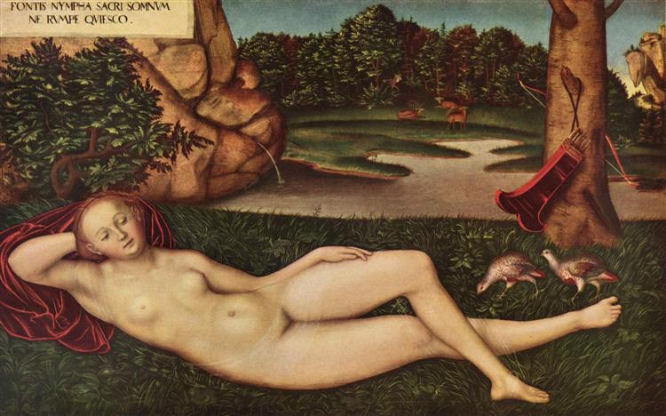 Sleeping Nymph of the Spring, 1530 - Лукас Кранах Старший