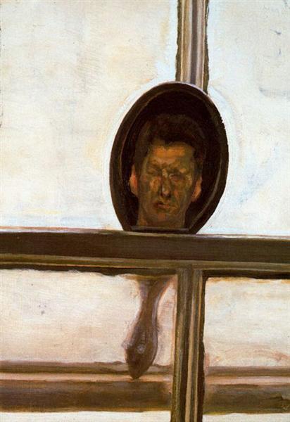 Интерьер с ручным зеркалом (автопортрет), c.1967 - Люсьен Фрейд