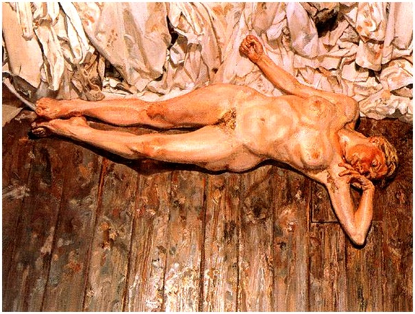 Лежащая на тряпках, 1990 - Люсьен Фрейд