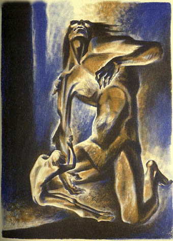 Beowulf wrestles with Grendel, 1933 - Линд Уорд