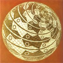 Sphere Surface with Fishes Colour - M.C. Escher