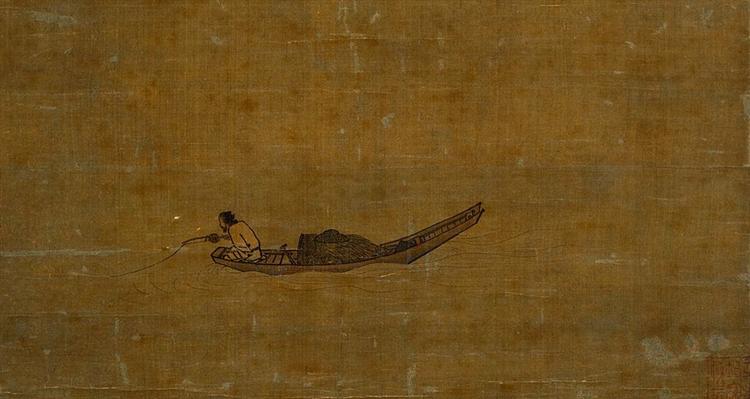 Angler on a Wintry Lake (detail), 1195 - Ма Юань