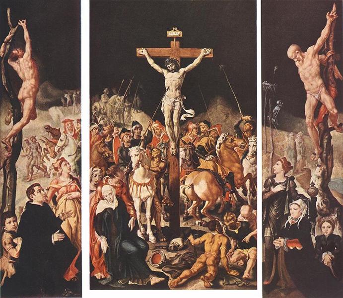Crucifixion (Triptych), c.1547 - Мартен ван Хемскерк