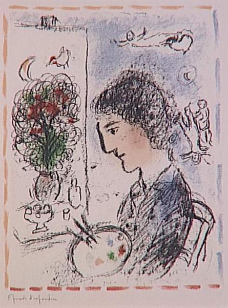 A flowered easel, 1984 - Marc Chagall