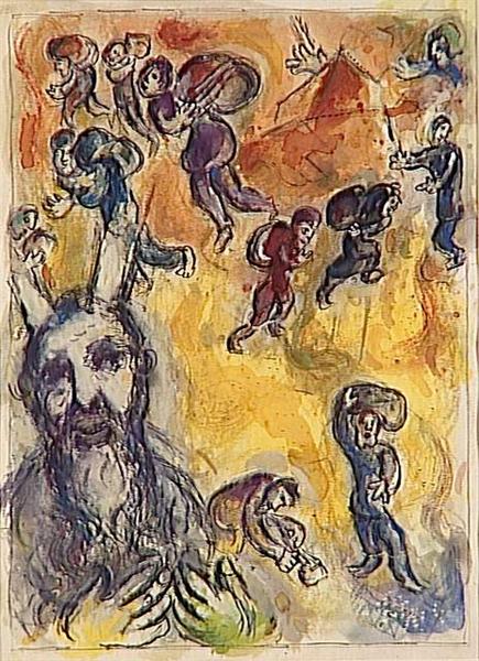 Моисей видит страдания своего народа, c.1966 - Марк Шагал