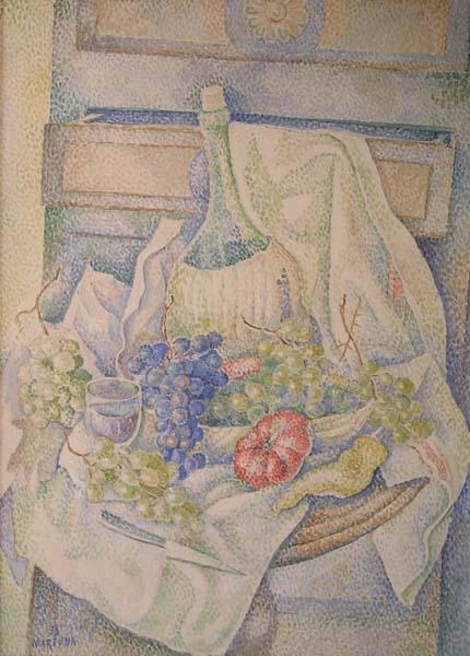 Still Life with Bottle and Fruit, 1938 - Marevna Vorobev-Stebelska