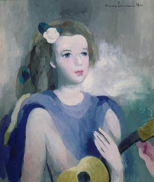 Young Girl with Guitar, 1940 - Marie Laurencin - WikiArt.org