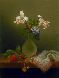 A Vase of Corn Lilies and Heliotrope - Martin Johnson Heade