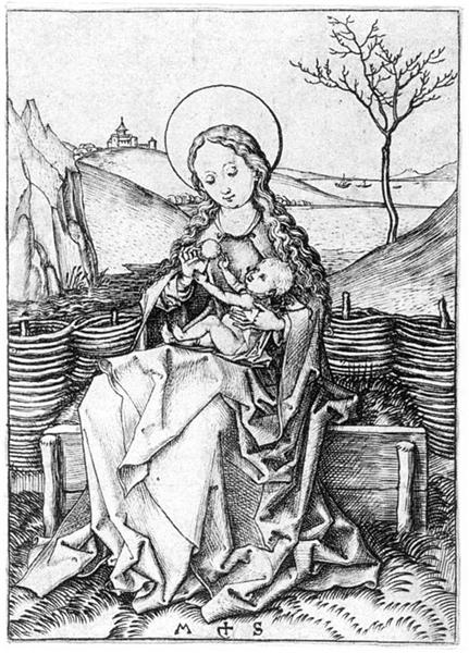 Madonna on the Turf Bench, 1475 - 1480 - Мартин Шонгауэр