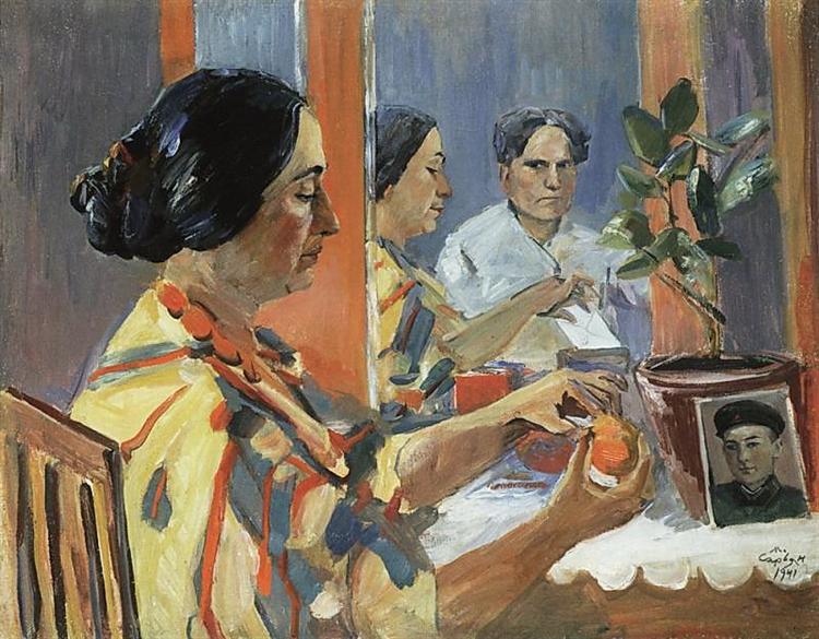 From the artist's life (Portrait of Lusik Saryan in profile), 1941 - Мартирос Сарьян