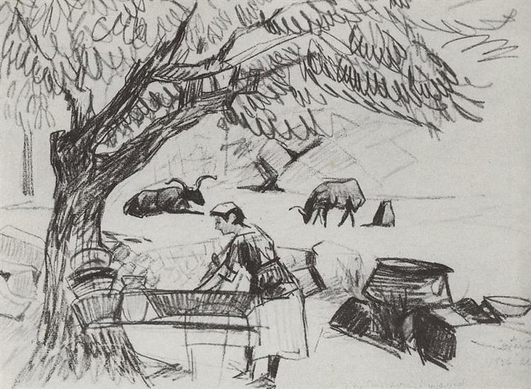 In the garden, 1928 - Martiros Sarjan