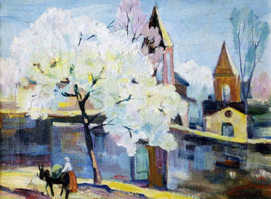 Surb Zoravor Church. Blooming Apricot Tree., 1934 - Martiros Sarjan