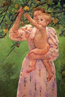 Baby Reaching For An Apple - 玛丽·卡萨特