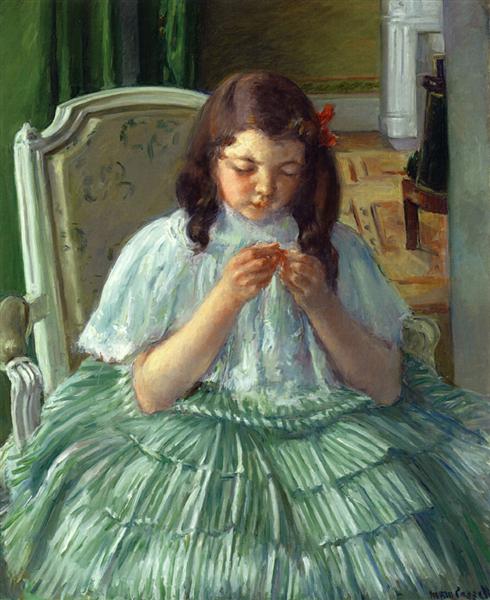Françoise in Green, Sewing, c.1908 - 1909 - Mary Cassatt