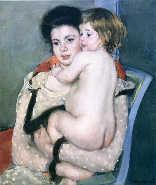 Reine Lefebvre Holding a Nude Baby, 1902 - 1903 - Mary Cassatt
