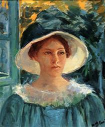Young Woman In Green Outdoors In The Sun - Mary Cassatt