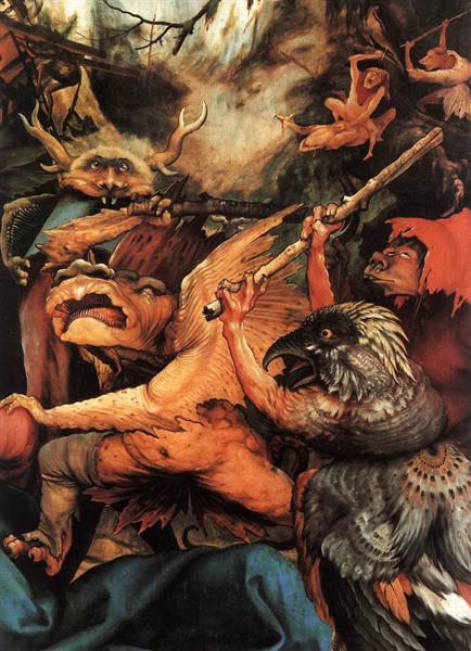 Demons Armed with Sticks (detail from the Isenheim Altarpiece), c.1512 - c.1516 - Матіас Грюневальд
