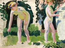 Two Studies of a Nude Outdoors - Maurice Denis