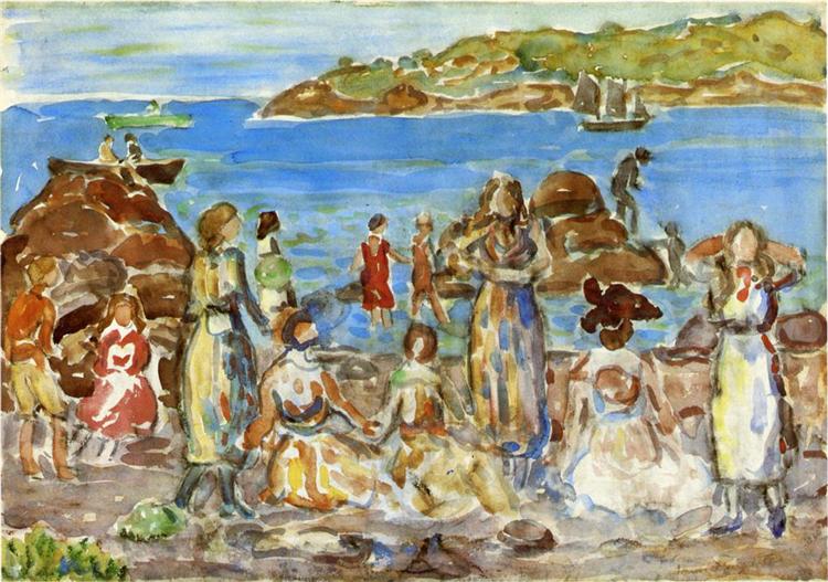 Beach Scene, New England, c.1916 - c.1919 - Морис Прендергаст