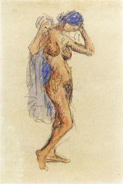 Nude Model with Drapery, c.1912 - c.1915 - Моріс Прендергаст