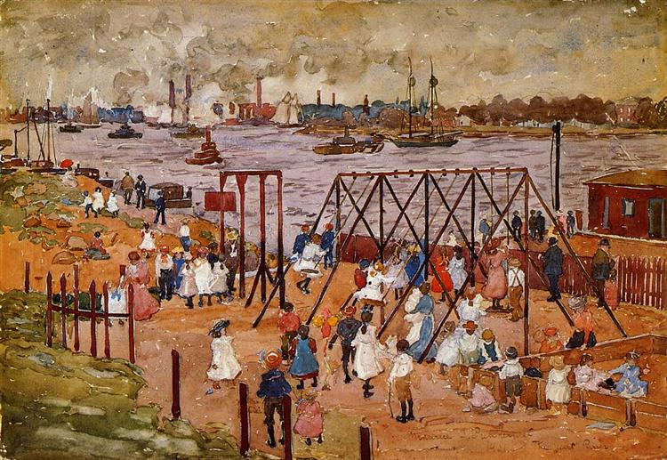 The East River, c.1901 - Морис Прендергаст