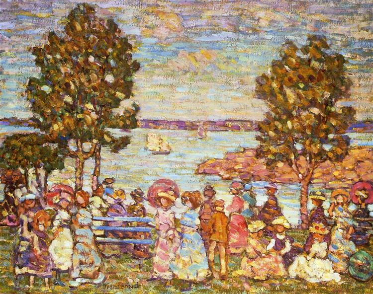 The Holiday (also known as Figures by the Sea or Promenade by the Sea), c.1907 - c.1910 - Морис Прендергаст