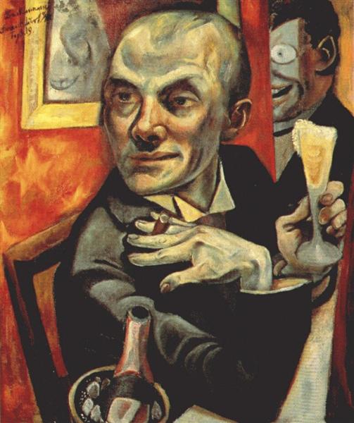 Self-portrait with champagne glass, 1919 - Макс Бекман
