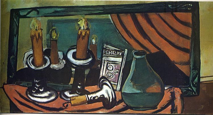 hugge spion Søg Still life with candles and mirror, 1930 - Max Beckmann - WikiArt.org