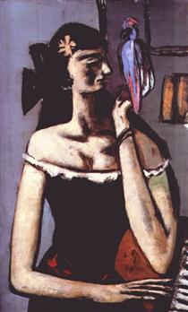 Woman with parrot - Max Beckmann
