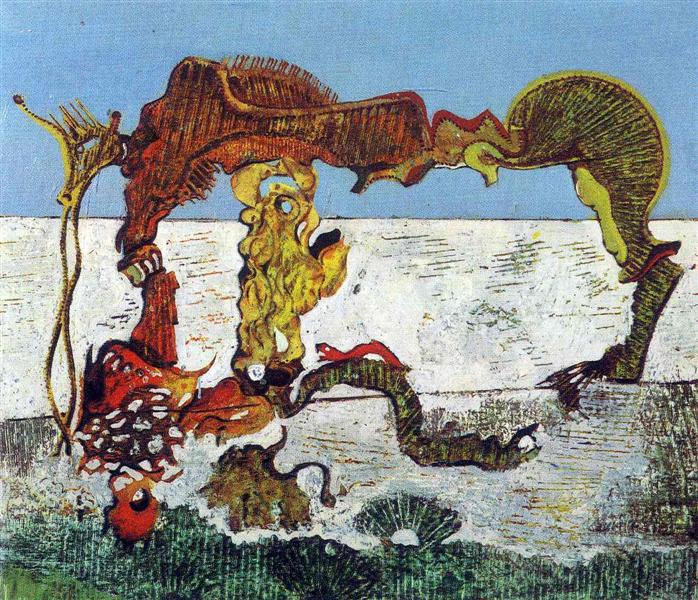 Дитина, кінь, квітка, змія, 1927 - Макс Ернст