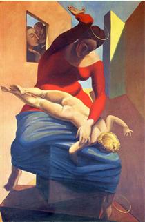 The Virgin Spanking the Christ Child before Three Witnesses: Andre Breton, Paul Eluard, and the Painter - Макс Эрнст