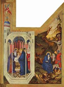 Altar of Philip the Bold, Duke of Burgundy, right wing: The presentation in the temple and the Flight to Egypt - Мельхиор Брудерлам