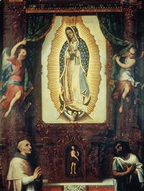 Altarpiece of the Virgin of Guadalupe with Saint John the Baptist, Fray Juan de Zumárraga and Juan Diego - Miguel Cabrera