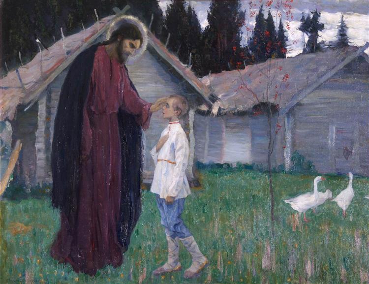 Christ blesses Bartholomew - Mikhail Nesterov